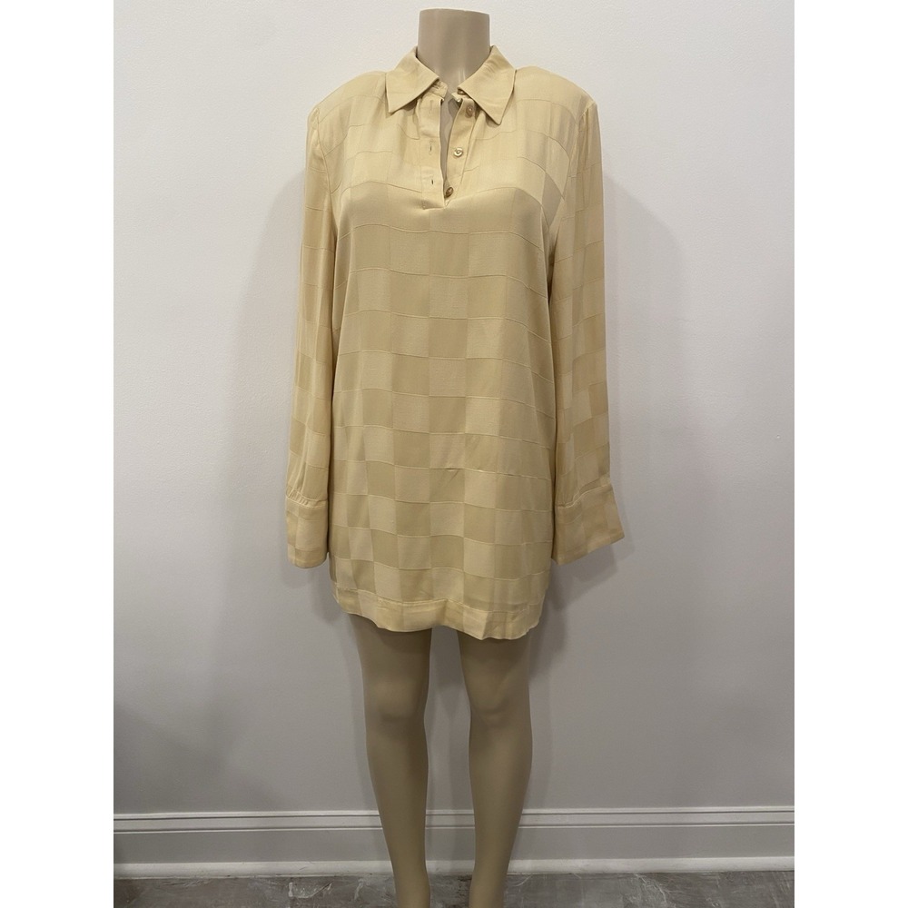 L' Academie Los Angeles Klara shift dress Champagne light yellow gold SZ XXS